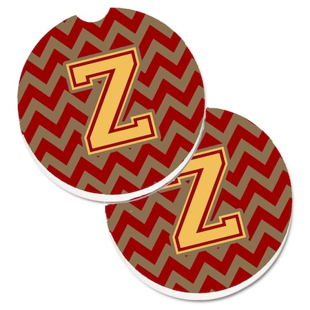 Carolines Treasures Letter Z Chevron Garnet and Gold Set of 2 Cup Holder Car Coaster CJ1048-ZCARC